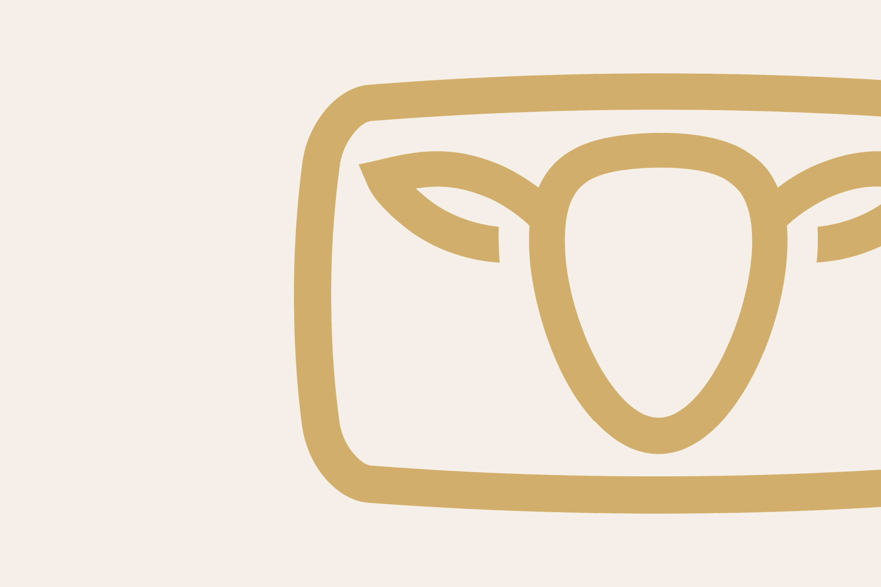 Close crop of the gold sheep-face mark on cream